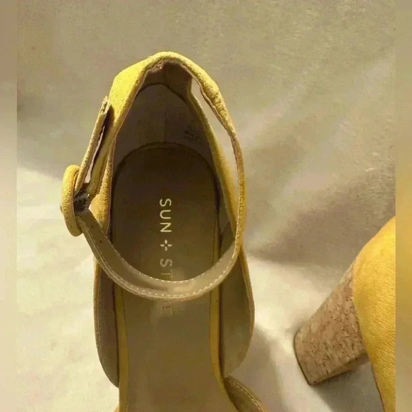 Sun + Stone Reeta Yellow Platform shoes adjustable ankle straps NIB Size 9M - Picture 3 of 10